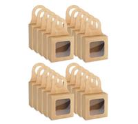 Giwnhvx 50 Pcs Kraft Paper Wine Bottle Box Wine Accessory Sets Wine Candy Boxes with Window Foldable for Christmas Wedding Party