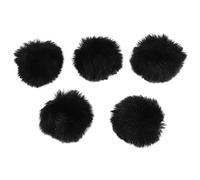 Giwnhvx 5Pcs 1.5cm Microphone Hair Sleeve Overlay Windshield Clip Conference Microphone Sleeve Camera Hair Cover, Black