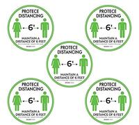 Giwnhvx 5Pcs Non-Slip Social Distancing Floor Decal Sticker Round Sticker Feet Floor Sign for Outdoor Store Floor