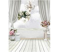 Giwnhvx 5x7FT White Curtain Backdrop Studio Flower Photo Photography Floor Background