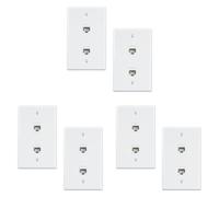 Giwnhvx 6 Pack 2 Port Ethernet Wall Plate, Cat6 Female to Female Wall Jack RJ45 Inline Coupler Wall Outlet, White