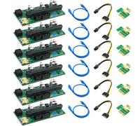 Giwnhvx 6 Pcs 010-X PCIE 1X to 16X USB3.0 60mm Graphics Card Extension Riser Card with Flash LED for GPU BTC Mining New Version
