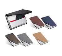 Giwnhvx 6 Pcs Business Card Holder with Magnetic PU Leather Stainless Steel Business Card Case Hard Card Wallet