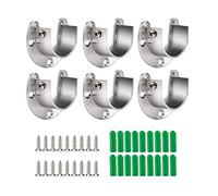 Giwnhvx 6 Pcs of Stainless Steel Wardrobe Rod Socks-Wardrobe Rod End Bracket, Flange Sleeve Rod Bracket with Screws (U-Shaped)