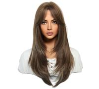 Giwnhvx 64cm European and American Simulation Wig Female Long Hair Center Parted Full Head Set Long Hair Female Set Head Wig Easy Install Easy to Use,G