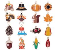 Giwnhvx 64Pcs Thanksgiving Enamel Charms Alloy Fall Charm Bulk Alloy Autumn Harvest Sunflower Turkey Pumpkin