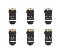 Giwnhvx 6X Biological Microscope Lens, 195 Achromatic Black Objective Lens 100X Oil High Power Objective Interface 20.2mm Thread