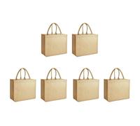 Giwnhvx 6X Burlap Tote Bags Reusable Cotton Shopping Grocery Bag with Handles, Laminated Interior, Bridesmaid Tote Bags