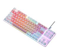 Giwnhvx 87 Key Mechanical Keyboard Green Gaming Keyboard Wired Color Backlit Keyboard for PC Laptop Office Game B