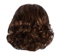 Giwnhvx Afro Brown Women Short Hair Angled Bangs Short Curly Hair Fiberized Wigs, Easy to Use Fine Workmanship