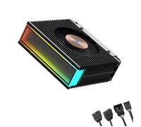 Giwnhvx ARGB M.2 2280 SSD Heatsink with 50MM PWM Dual Fan M.2 SSD Radiator Cooler Hard Disk Heat Sink for M2 Desktop PC,A
