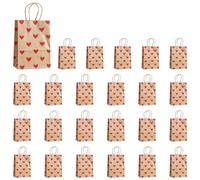 Giwnhvx B 24 Pcs Valentines Day Candy Bags with Handles Heart Love Paper Bags for Wedding and Valentine