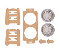 Giwnhvx Bamboo Elevated Dog Bowls,Adjustable Raised Puppy Cat Food Water Bowls Holder Rabbits Feeder for Small Medium Pet