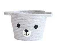 Giwnhvx Bear Cotton Rope Storage Baskets Woven Dirty Clothes Laundry Basket Kids Toys Desktop Sundries Organizer Box-Grey