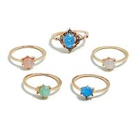 Giwnhvx Bohemian Retro Colorful Ring Shiny Diamonds Sweet Candy Color Ring
