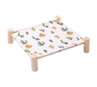 Giwnhvx Cat and Dog Hammock Bed Wooden Cat Hammock Elevated Cooling Bed Detachable Portable Indoor Outdoor Pet Bed Suitable J