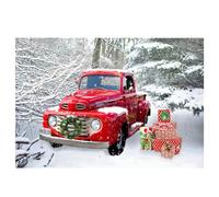 Giwnhvx Christmas Background Cloth New Year Vintage Red Truck Children Photo Studio Photography Background Cloth,J Easy Install Easy to Use