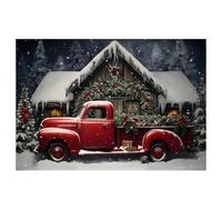Giwnhvx Christmas Background Cloth New Year Vintage Red Truck Children Photo Studio Photography Background Cloth,G Easy Install