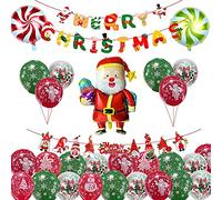 Giwnhvx Christmas Latex Balloon Kit Merry Christmas Banner for DIY Christmas Window Background Decoration B