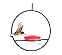 Giwnhvx Circular Hanging Bird Feeder, Stackable Hanging Humming Bird Feeder with Metal Frame Red Plastic Bowl Easy Install Easy to Use 1PCS