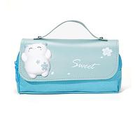 Giwnhvx Cute Cat Decompression Pencil Case Big Pencil Box Portable Pen Bag Double Layer School Pouch, Blue