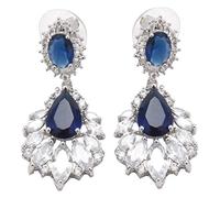 Giwnhvx Elegant Chandelier Cubic Zirconia Long Big Crystal Bridal Drop Earring For Wedding Jewelry Blue