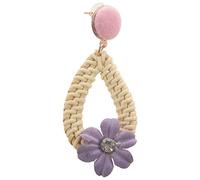 Giwnhvx Geometric Drop-Shaped Rattan Woven Fashion Floral Pendant Crystal Earrings Female Jewelry