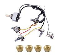 Giwnhvx Guitar Wiring Harness Prewired 2 Volumes 2 Tones 4-500K Pots for LP Guitar & 4 Pcs Electric Guitar Control Speed Knobs