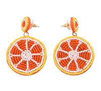 Giwnhvx Hand-Woven Colorful Rice Beads Beaded Fruit Orange Pendant Earrings Fruit Earrings Red