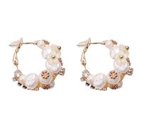 Giwnhvx Handmade Fresh Water Pearl Hoop Earrings for Women Wedding Party Stone Earrings Jewelry