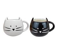 Giwnhvx Interesting Cat Coffee Cups Black & White Cat Coffee Mugs for Tea Funny Ceramic Cute Design White Mugs Easy to Clean and Dry