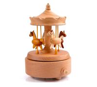 Giwnhvx Merry-Go-Round Horse Musical Box Turn Horse Shaped Wood Crafts Birthday Gifts Home Decor