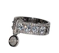 Giwnhvx New Plated Disc Ring Gorgeous Round White Rhinestone Engagement Ring Wedding Jewelry Hand Jewelry Silver 5