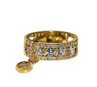 Giwnhvx New Plated Disc Ring Gorgeous Round White Rhinestone Engagement Ring Wedding Jewelry Hand Jewelry Gold 7