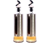 Giwnhvx Olive Oil Bottle, Vinegar and Sauce Dispenser,17Oz/500ML Stainless Steel Olive Oil Dispenser with Tick Mark for Kitchen BBQ,Camping(2 PACK)