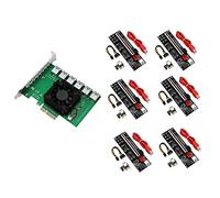 Giwnhvx PCIE X4 1 to 6 PCIE 6-Port Expansion Card with VER011 PRO PCI-E 1X to 16X USB3.0 Graphics Card Extension Cable for BTC