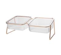 Giwnhvx Pet Double Bowl Transparent High Foot Cat Bowl Drink Water Cat Food with Stand Raised Water Feeder Dog Bowl Supplies Easy to Use