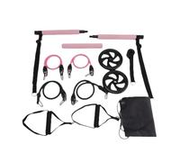 Giwnhvx Pilates Bar Kit+Resistance Bands,Pilates Equipment Exercise Bar with Ab Roller, Portable Home Gym Yoga Fitness Bar Pink