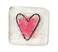 Giwnhvx Pocket Token Glass Heart Card Keepsake Gift -Heart Keepsake Pocket Cards-Fused Glass Heart Pocket Token Pink Easy to Use 4 X 4cm