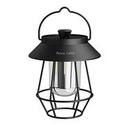 Giwnhvx Portable Retro Camping Lantern Rechargeable Metal Handle Flashlight Outdoor Hanging Tent Light Black