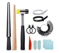 Giwnhvx Ring Size Measuring Tool Belt 11 Piece Ring Mandrel Set, Ring Mandrel Jewelry Hammer