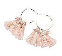 Giwnhvx Vintage Ethnic Drop Dangle Long Rope Fringe Cotton Tassel Earrings Trendy Sector Earrings For Jewelry Pink