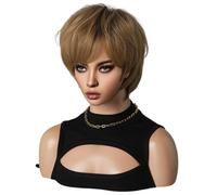 Giwnhvx Wig Female Short Hair Whole Top Set of Style Chemical Fiber Hair Unisex 1Set Golden Brown 26cm