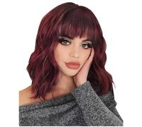 Giwnhvx Wig Synthetic Wavy Hair Short Wavy Hair Wig Short Curly Hair with Bangs Fashion Cos Wig Women'S Wig