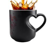 Giwnuq Heat Changing Coffee Mugs,325ml Heart Shape Beverage Cup,Ceramic Funny Coffee Mugs with Handle | for Couples Break Travel Party Evening Morning Work Kitchen Home