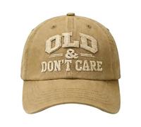 Giwnuq Old & Don’t Care Hat - Vintage Distressed & Adjustable Retro Baseball Cap | Funny Embroidered Casual Dad Hat for Men, Women, Unisex Comfort Fit Khaki