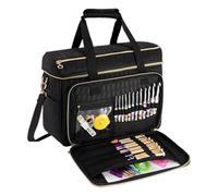 Giwnuq Yarn Bag | Portable Craft Supplies Organizer Case - Large Yarn Holder Case Crocheting Bag - for Tools Hooks Needles Thread Accessories Women Mom Adults