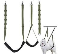GIWOSK Adjustable Dog Grooming Belly Strap, Grooming Belly Band Extender with Clamp Arm Loop Restraint Leash No Sit Haunch Holder for Pet Dog Table Bathing Grooming, Army Green
