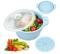 GIWOSK Microwave Vegetable Steamer, 42oz Large Collapsible Silicone Steamers With Lid & Removable Rack, Food-grade Veggie Steamer Basket for Broccoli, Dumplings, Fish, Dishwasher & Freezer Safe