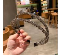 Gixaxak 1 Pcs Rhinestone Beaded Headbands No Slip Jeweled Head Wraps Hair Headbands Rhinestone Headband Fashion Silver Headband Bling Sparkly Crystal Diamond Headband Thin Hair Band (Gray)